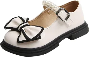 Girls Fuzzy Boots Fashion Autumn Girls Casual Shoes Thick Sole Round Toe Bow Pearl Buckle Toddler Shoe Size 6
