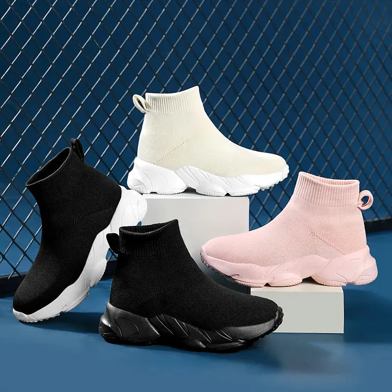 Girls Sneakers Fashion Knit Luxury Designer High Top Shoes