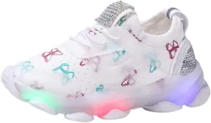 Girls Trainers, Children Kid Baby Girls Butterfly Crystal Led Luminous Sport Run Sneakers Shoes