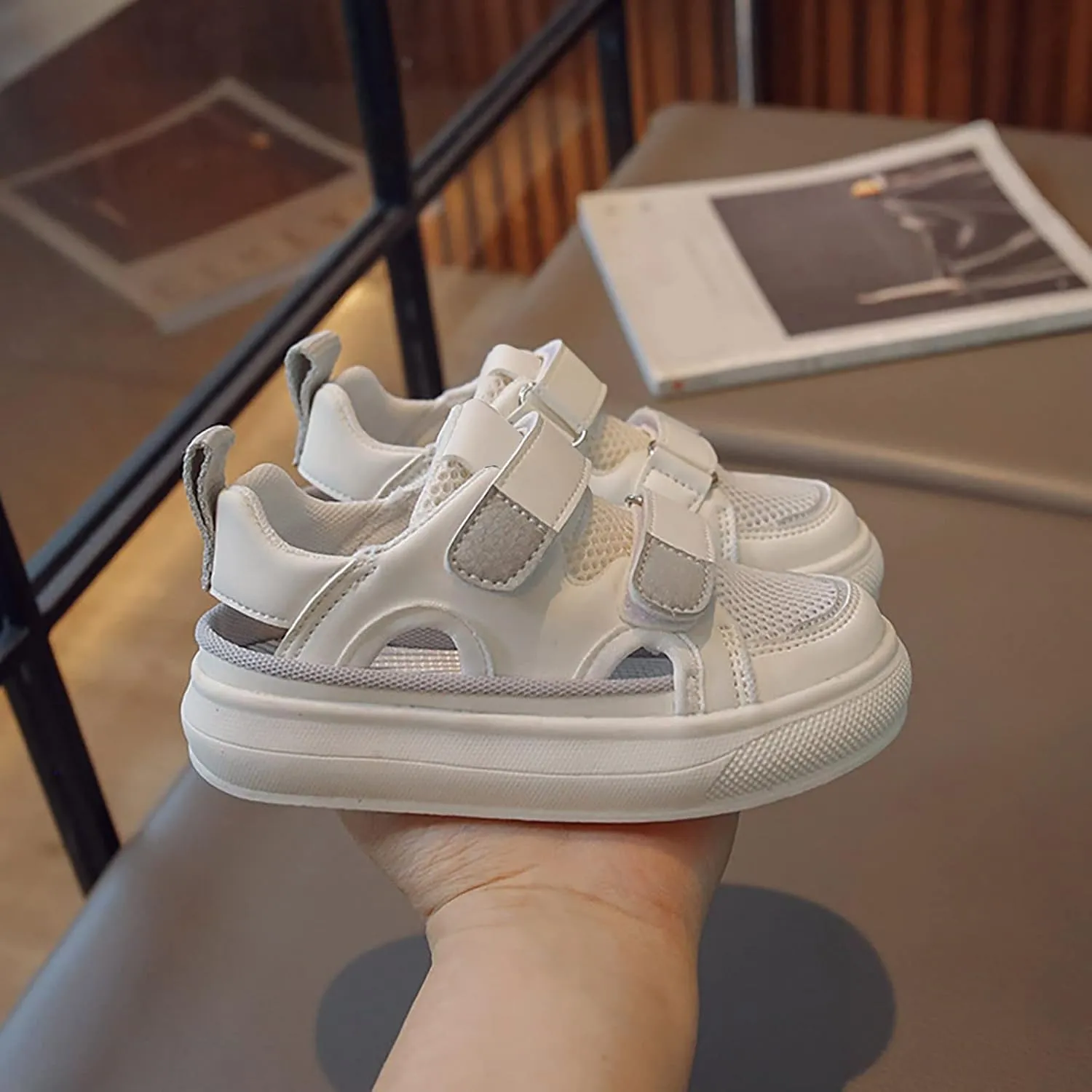 Girls Volleyball Shoes Boys Girls Canvas Shoes Hollow Adjustable Hook and Loop Classic Low Top Kids Sneakers Toddler