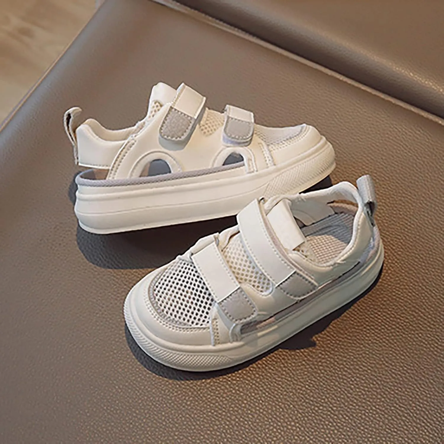Girls Volleyball Shoes Boys Girls Canvas Shoes Hollow Adjustable Hook and Loop Classic Low Top Kids Sneakers Toddler