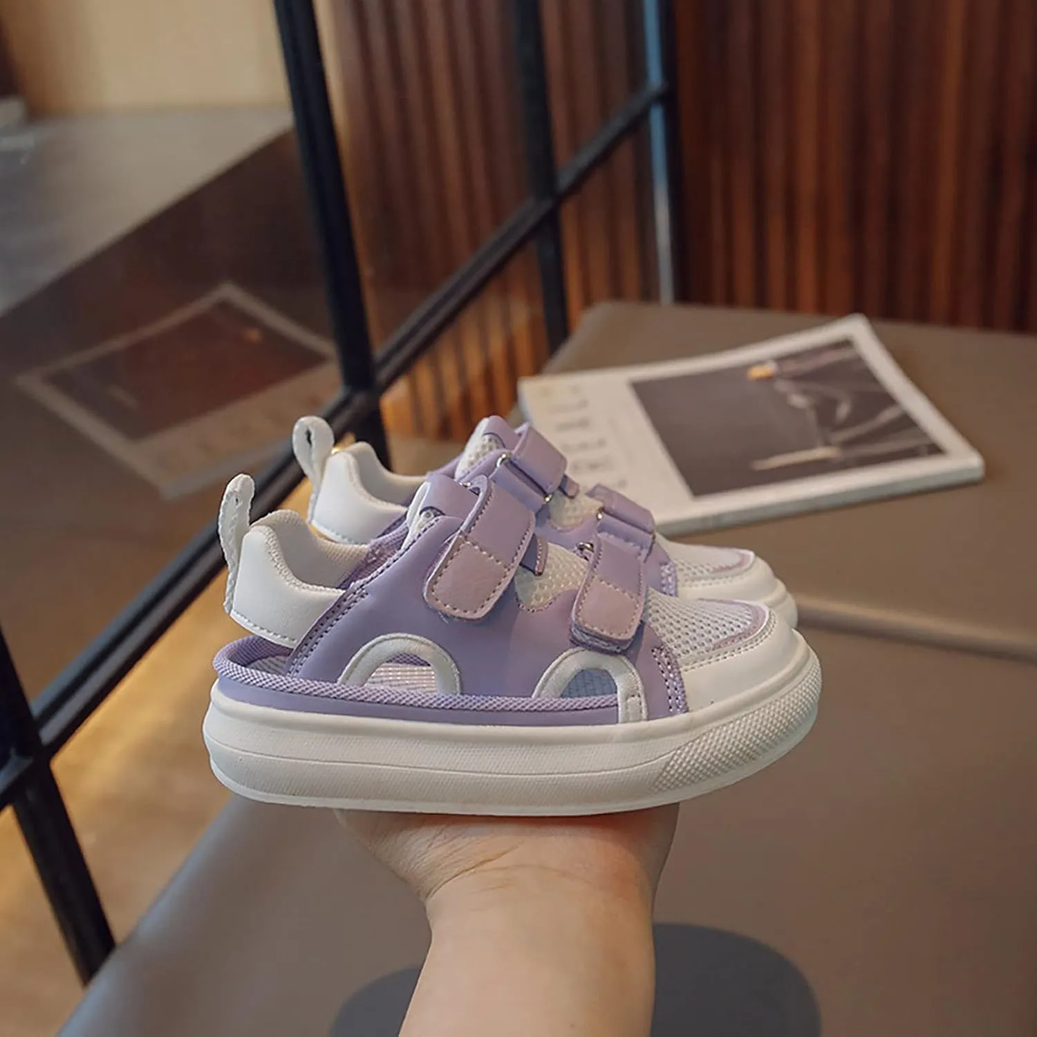 Girls Volleyball Shoes Boys Girls Canvas Shoes Hollow Adjustable Hook and Loop Classic Low Top Kids Sneakers Toddler