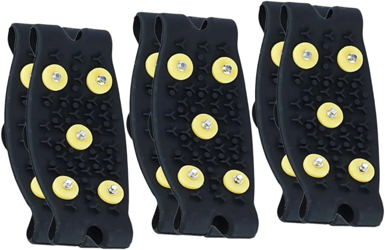 Homoyoyo Ice Grippers for Shoes Climbing Anti-Slip Spikes Mountaineering Shoe Cover Black Universal Fit