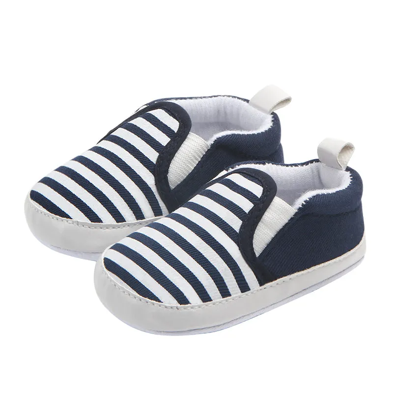 Infant Baby Stripe Print Non-Slip Slippers, Soft Sole Walking Shoes, 0-18M
