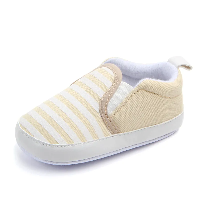 Infant Baby Stripe Print Non-Slip Slippers, Soft Sole Walking Shoes, 0-18M