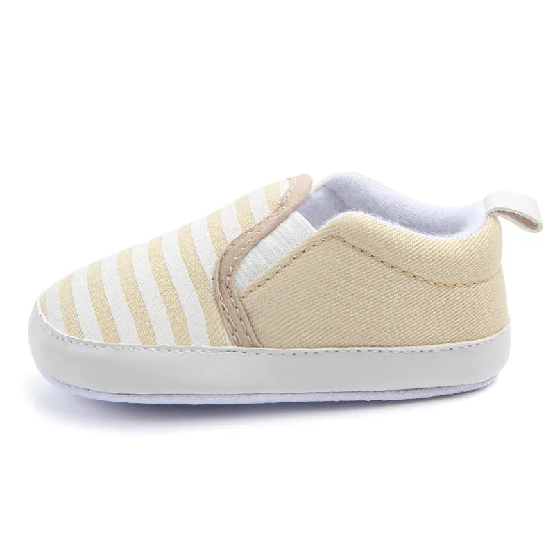 Infant Baby Stripe Print Non-Slip Slippers, Soft Sole Walking Shoes, 0-18M