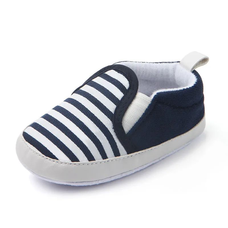 Infant Baby Stripe Print Non-Slip Slippers, Soft Sole Walking Shoes, 0-18M