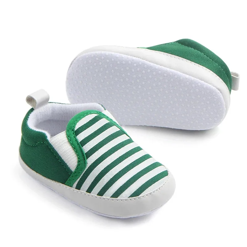 Infant Baby Stripe Print Non-Slip Slippers, Soft Sole Walking Shoes, 0-18M