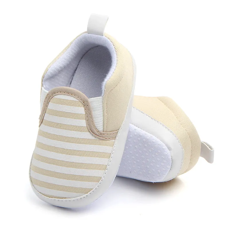 Infant Baby Stripe Print Non-Slip Slippers, Soft Sole Walking Shoes, 0-18M