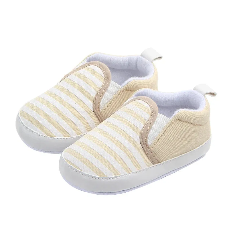 Infant Baby Stripe Print Non-Slip Slippers, Soft Sole Walking Shoes, 0-18M