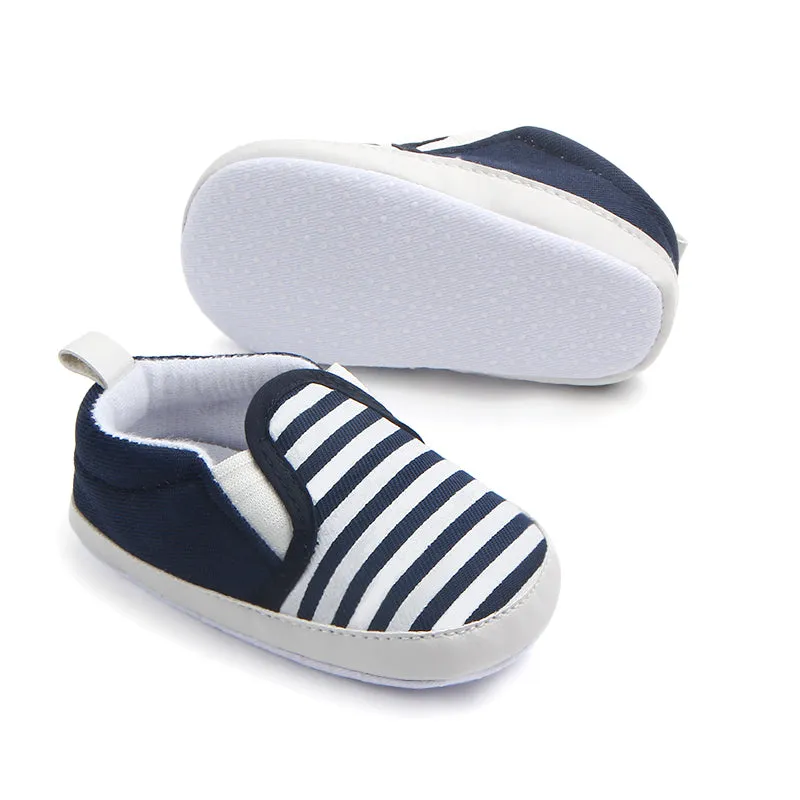 Infant Baby Stripe Print Non-Slip Slippers, Soft Sole Walking Shoes, 0-18M