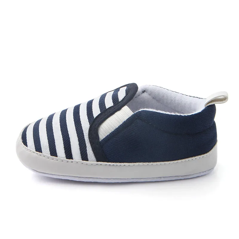 Infant Baby Stripe Print Non-Slip Slippers, Soft Sole Walking Shoes, 0-18M