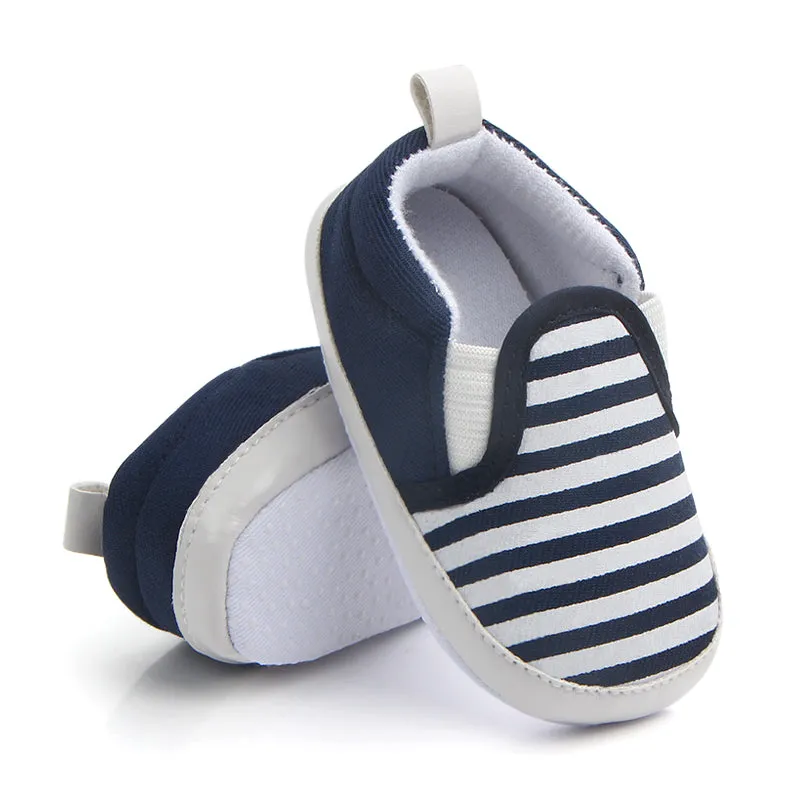 Infant Baby Stripe Print Non-Slip Slippers, Soft Sole Walking Shoes, 0-18M