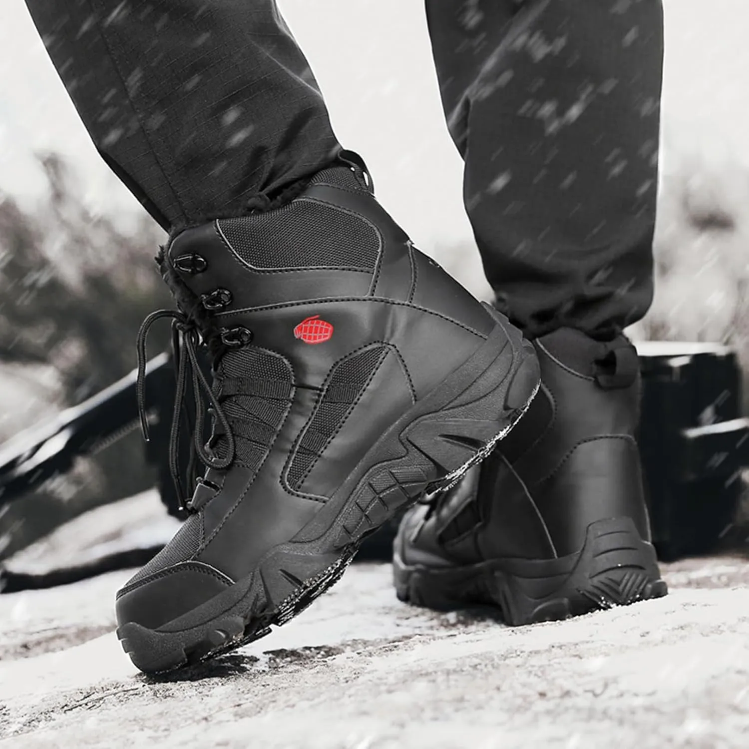 Kervaky Men's Snow, Mountaineering, Hiking, Military Tactical, Work & Outdoor Warm Boots