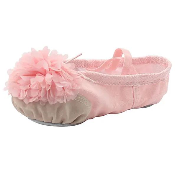 Kid Ballet Dancing Flat Athletic Practice Shoes with Flower