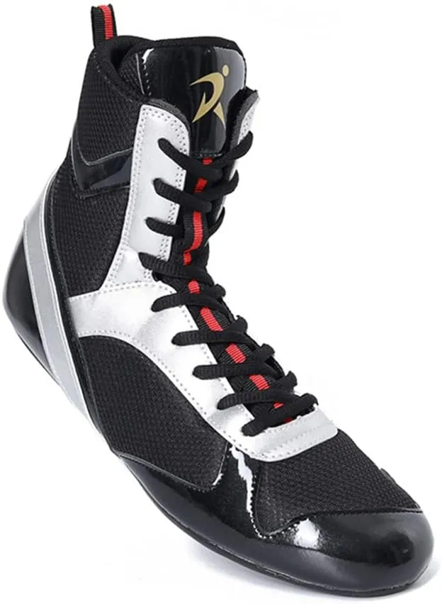 Kids Adults Boxing Shoes, Men's Wrestling Shoes Teenagers Kickboxing Sparring Trainers Breathable Bodybuilding Boxing Boots