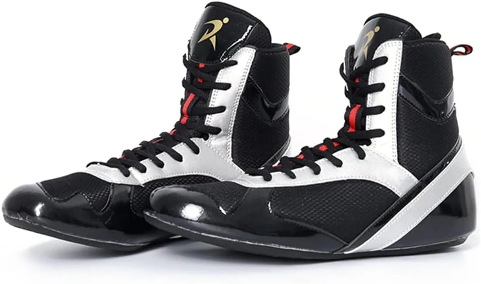 Kids Adults Boxing Shoes, Men's Wrestling Shoes Teenagers Kickboxing Sparring Trainers Breathable Bodybuilding Boxing Boots
