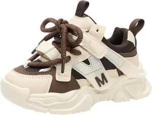 Kids' Handsome Matching Leather Sneakers Boys' Daddy Shoes Girls' Small and Medium Casual Shoes Kids Sneakers Size 13