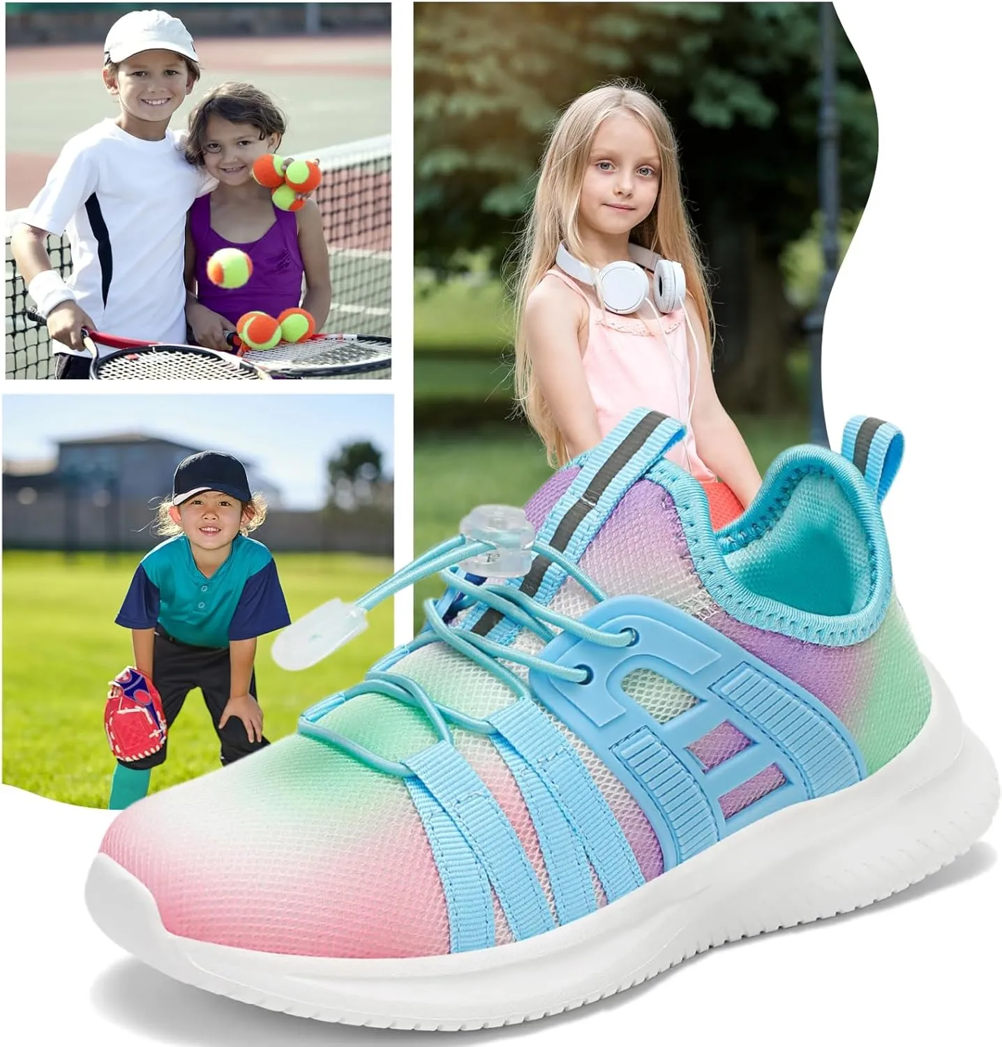 Kids Tennis Shoes, Girls Boys Comfortable Running Shoes, Lightweight Sneakers