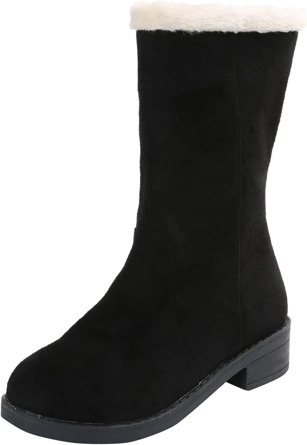 Ladmiple Snow Boots For Women Tall Mid Calf Winter Shoes with Fur Lined Warm Slip On Comfortable Anti Slip Outdoor Shoes