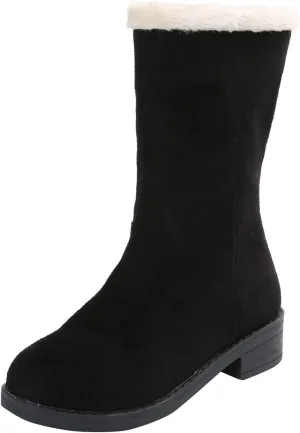 Ladmiple Snow Boots For Women Tall Mid Calf Winter Shoes with Fur Lined Warm Slip On Comfortable Anti Slip Outdoor Shoes