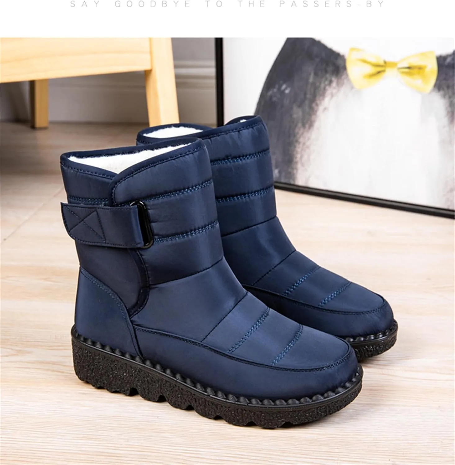 Ladmiple Winter Boots For Women Waterproof Snow Cute Ankle Booties Fur Lined Warm Slip On Comfortable Anti Slip Outdoor Shoes