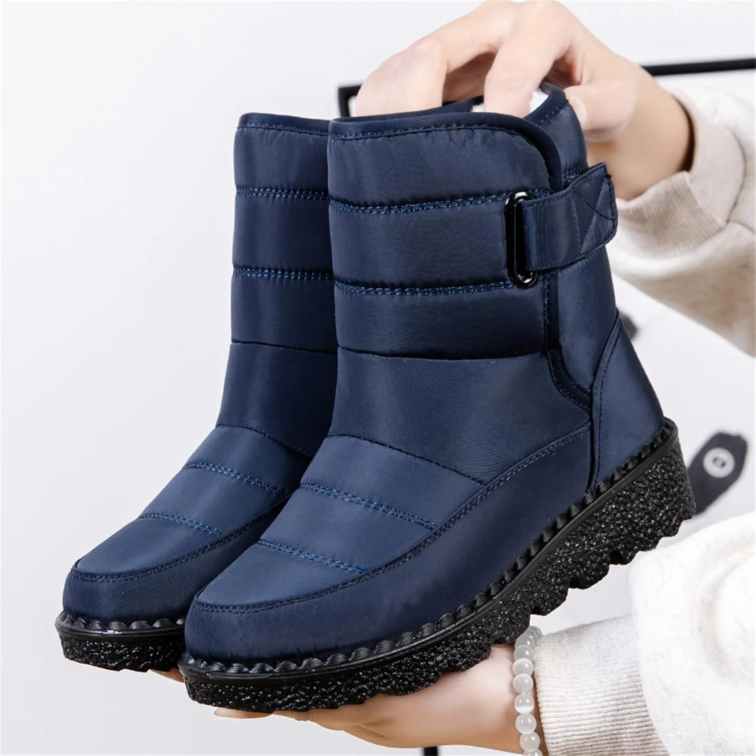 Ladmiple Winter Boots For Women Waterproof Snow Cute Ankle Booties Fur Lined Warm Slip On Comfortable Anti Slip Outdoor Shoes