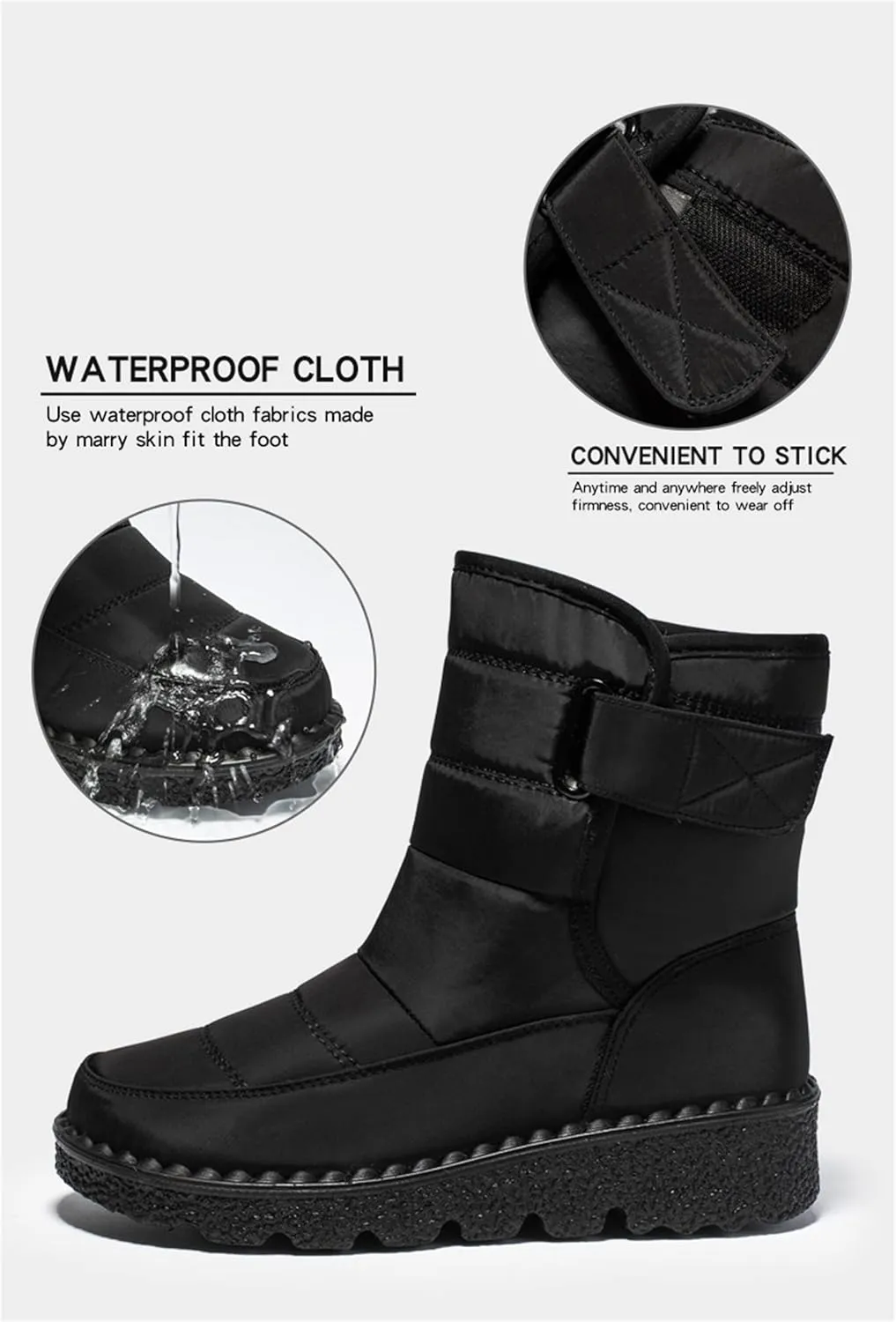 Ladmiple Winter Boots For Women Waterproof Snow Cute Ankle Booties Fur Lined Warm Slip On Comfortable Anti Slip Outdoor Shoes