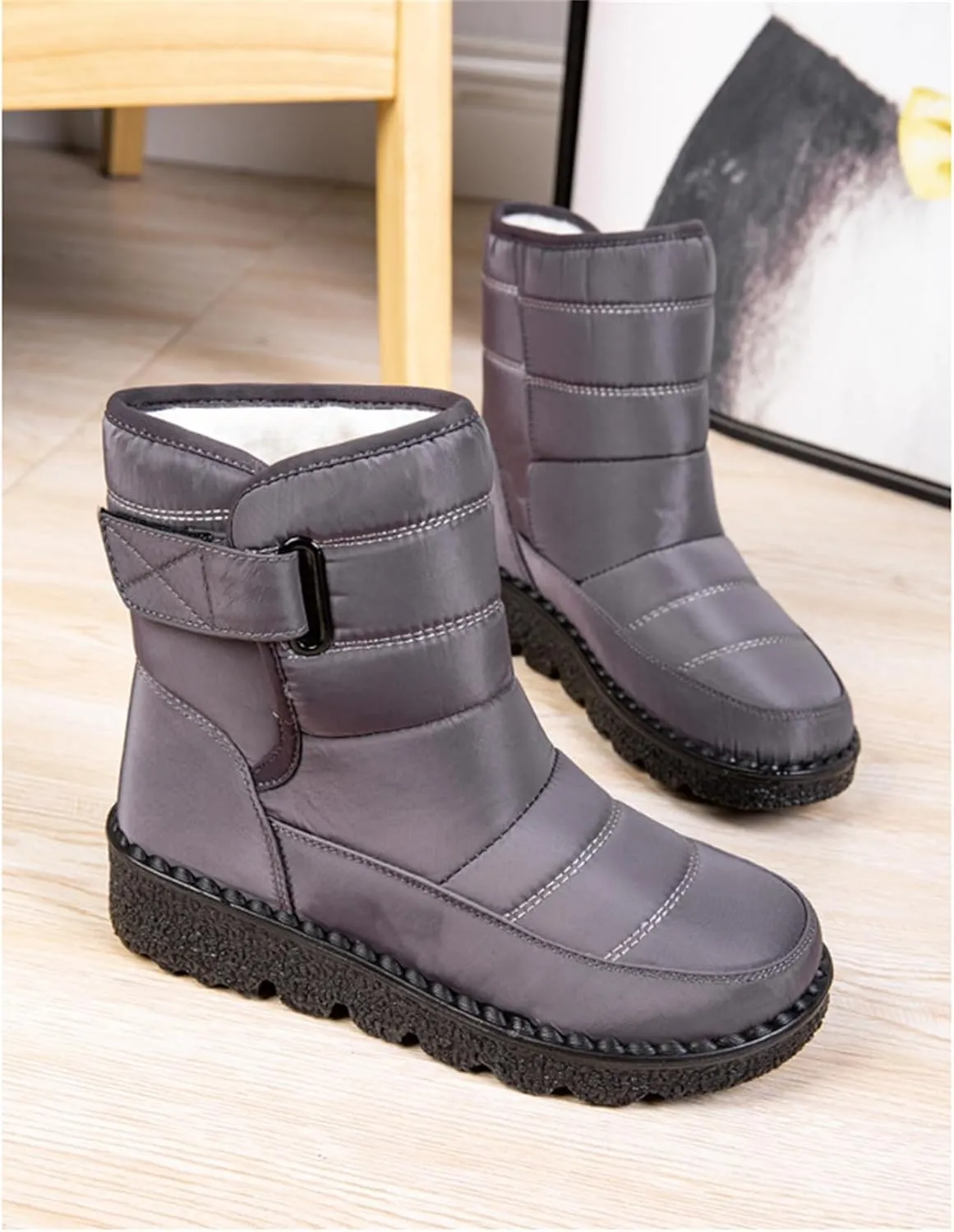 Ladmiple Winter Boots For Women Waterproof Snow Cute Ankle Booties Fur Lined Warm Slip On Comfortable Anti Slip Outdoor Shoes