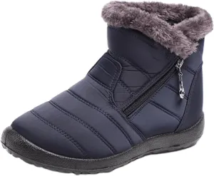 Ladmiple Winter Boots For Women Waterproof Snow Cute Ankle Booties Fur Lining Warm Comfortable Slip On Outdoor Shoes