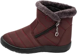 Ladmiple Winter Boots For Women Waterproof Snow Cute Ankle Booties Fur Lining Warm Comfortable Slip On Outdoor Shoes