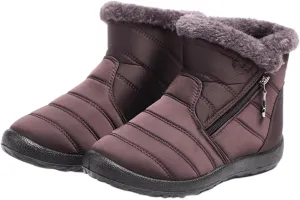 Ladmiple Winter Boots For Women Waterproof Snow Cute Ankle Booties Fur Lining Warm Comfortable Slip On Outdoor Shoes