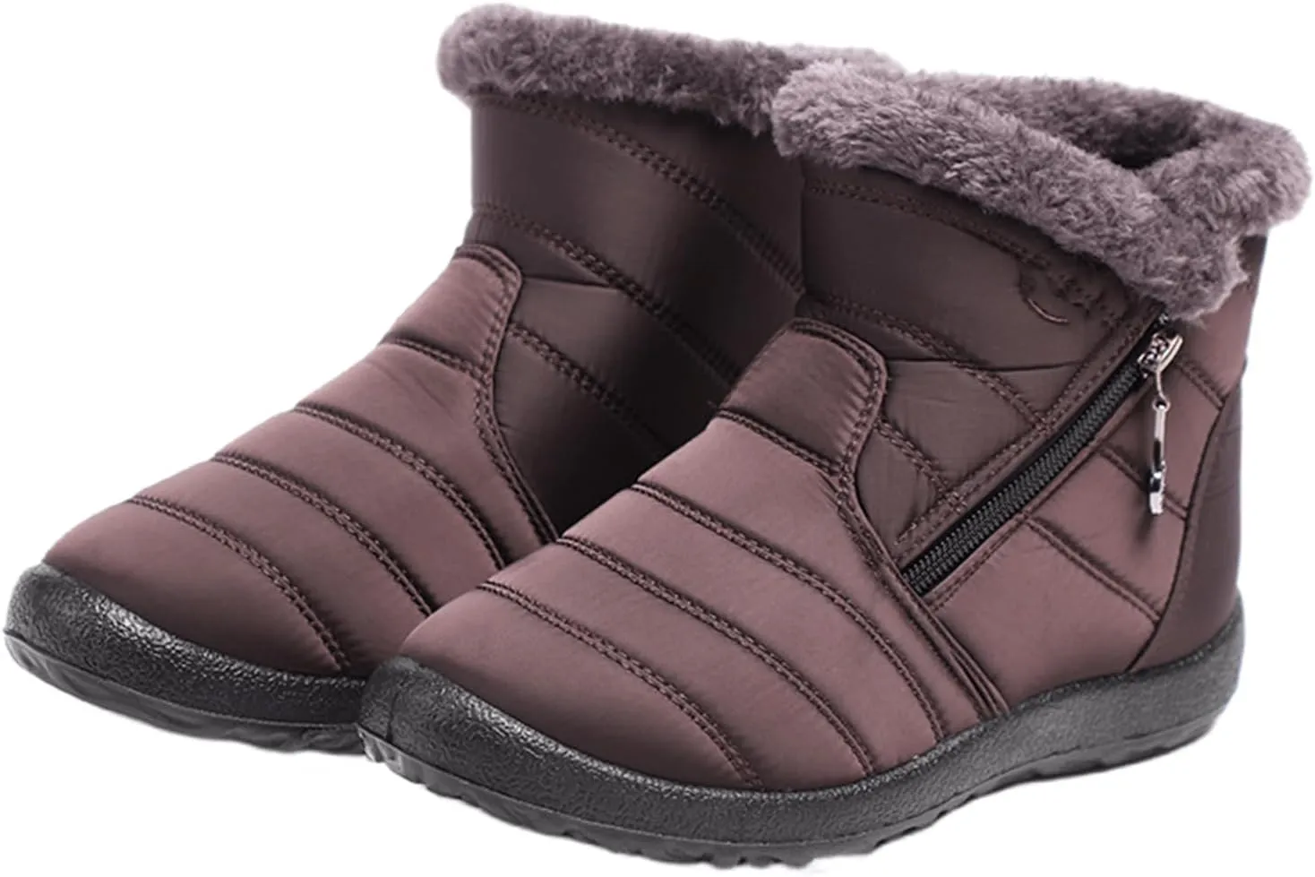 Ladmiple Winter Boots For Women Waterproof Snow Cute Ankle Booties Warm Comfortable Slip On Fur Lined Outdoor Shoes