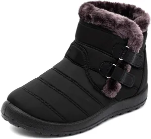 Ladmiple Winter Boots For Women Waterproof Snow Non Slip Fur Lining Comfortable Slip On Outdoor Shoes Warm Ankle Booties