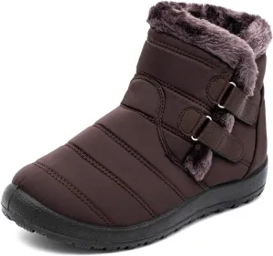 Ladmiple Winter Boots For Women Waterproof Snow Non Slip Fur Lining Comfortable Slip On Outdoor Shoes Warm Ankle Booties