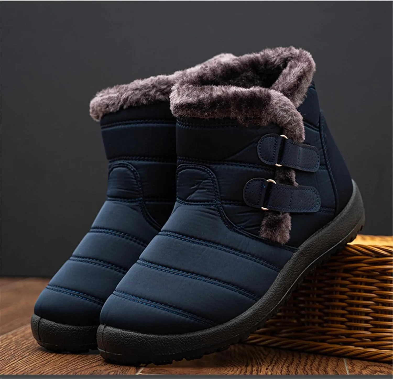 Ladmiple Winter Boots For Women Waterproof Snow Non Slip Warm Ankle Booties Comfortable Slip On Fur Lined Outdoor Shoes