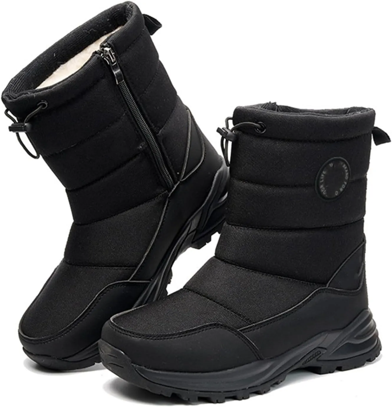 Ladmiple Winter Boots For Women Waterproof Snow Wide Width Slip On Ankle Booties Anti-Slip Fur Lined Outdoor Shoes