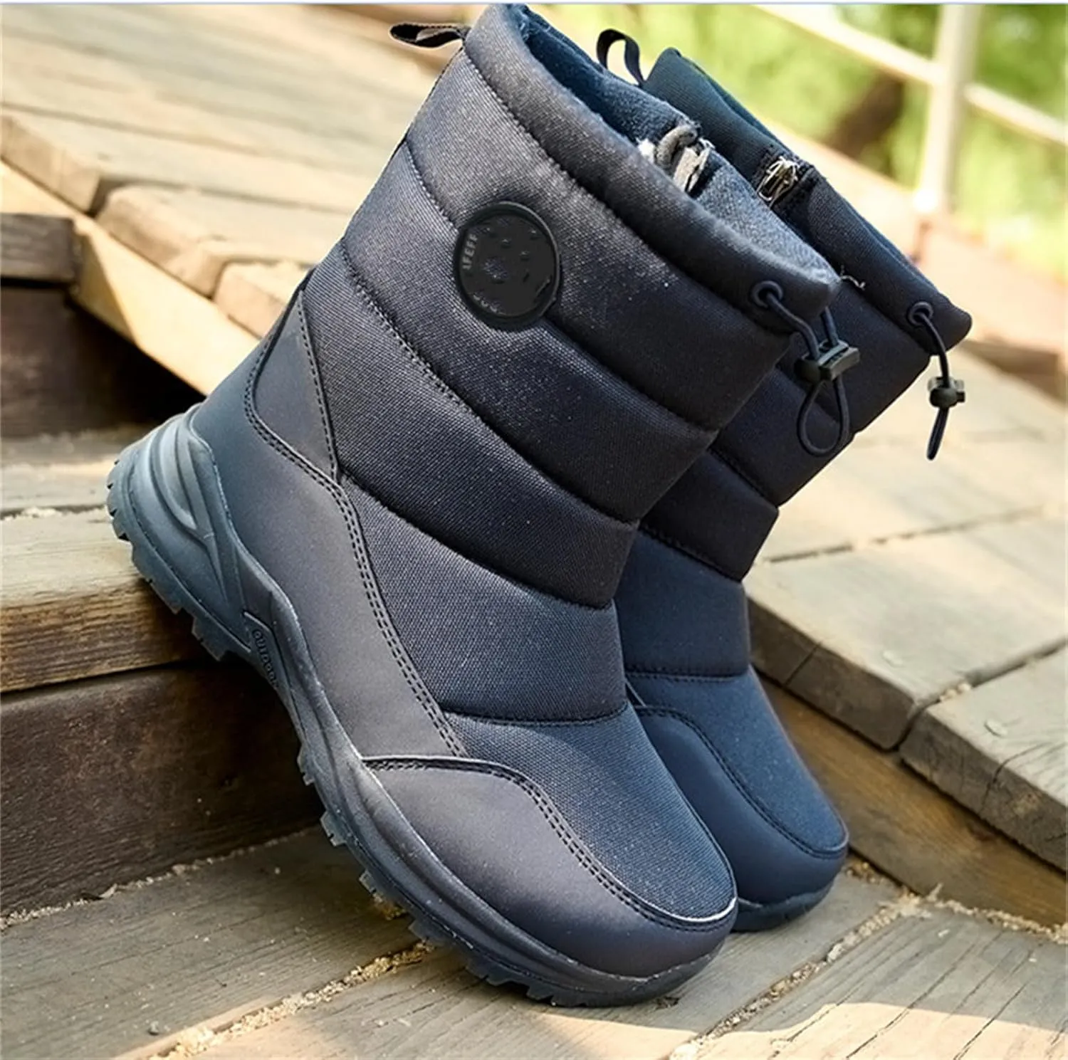 Ladmiple Winter Boots For Women Waterproof Snow Wide Width Slip On Ankle Booties Anti-Slip Fur Lined Outdoor Shoes