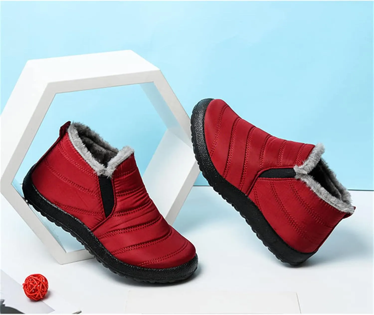 Ladmiple Winter Boots For Women Waterproof Snow Wide Width Warm Ankle Booties Comfortable Slip On Fur Lined Outdoor Shoes