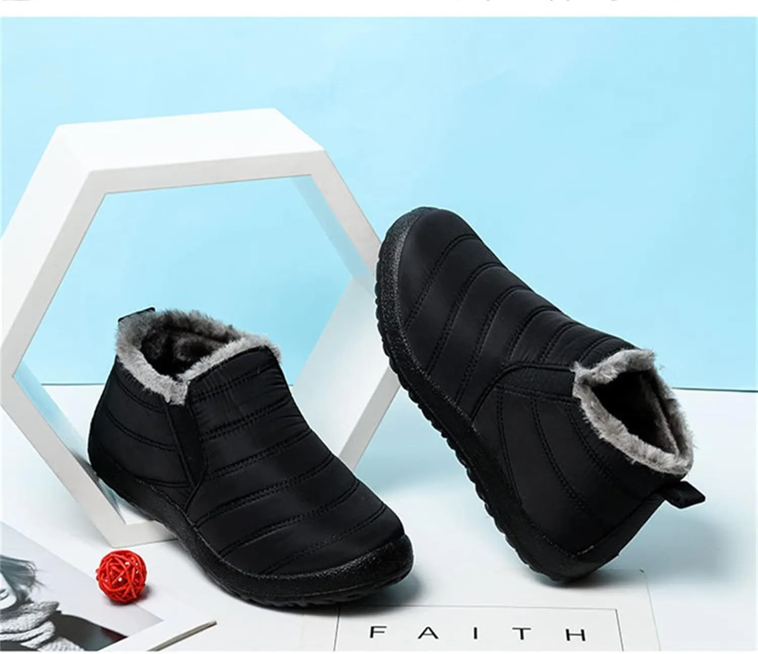 Ladmiple Winter Boots For Women Waterproof Snow Wide Width Warm Ankle Booties Comfortable Slip On Fur Lined Outdoor Shoes