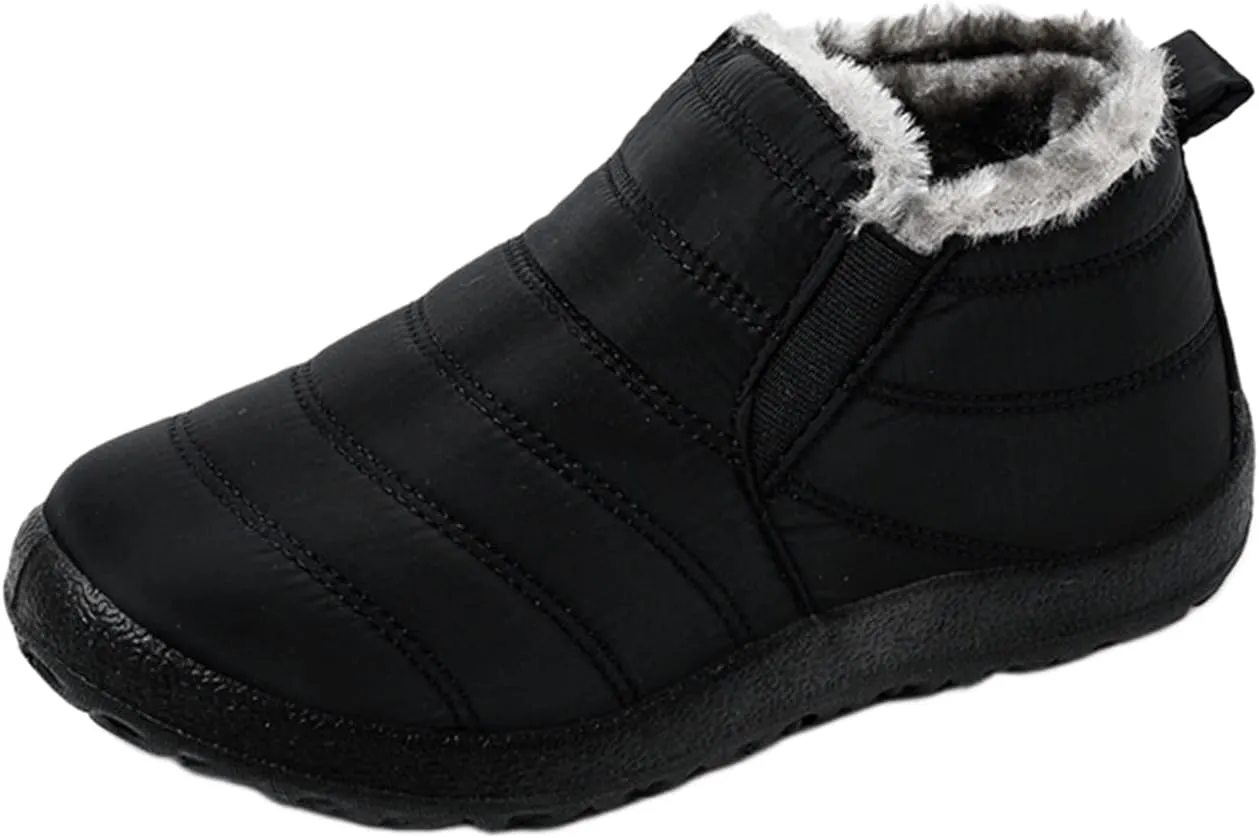 Ladmiple Winter Boots For Women Waterproof Snow Wide Width Warm Ankle Booties Comfortable Slip On Fur Lined Outdoor Shoes