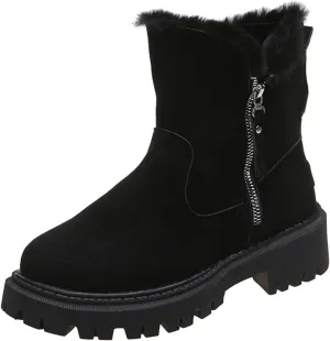 Lausiuoe Winter Boots For Women Fashion 2022 Women's Snow Boots Anti-Slip Outdoor Shoes Warm Fur Lined Fuzzy Platform Booties