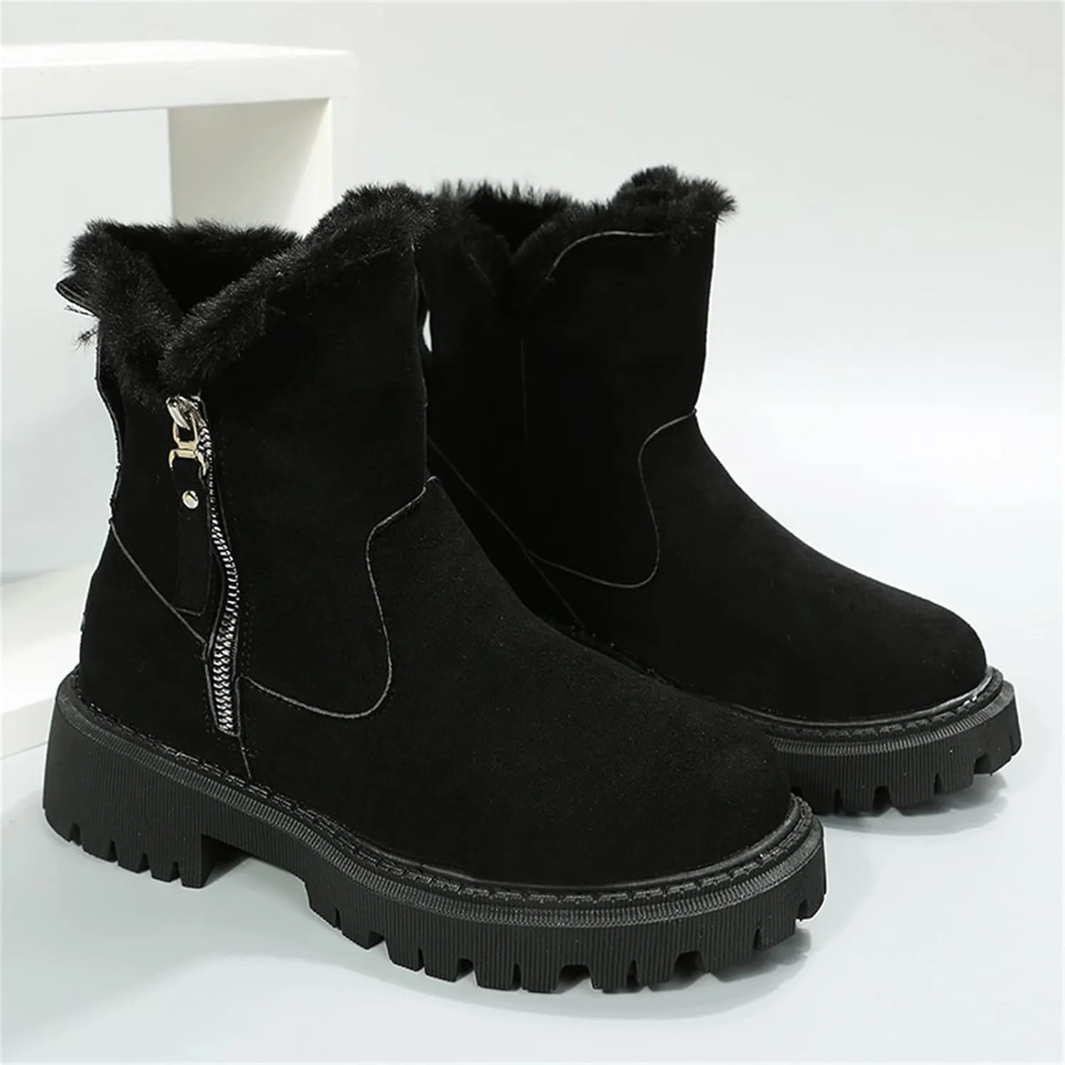 Lausiuoe Winter Boots For Women Fashion 2022 Women's Snow Boots Anti-Slip Outdoor Shoes Warm Fur Lined Fuzzy Platform Booties