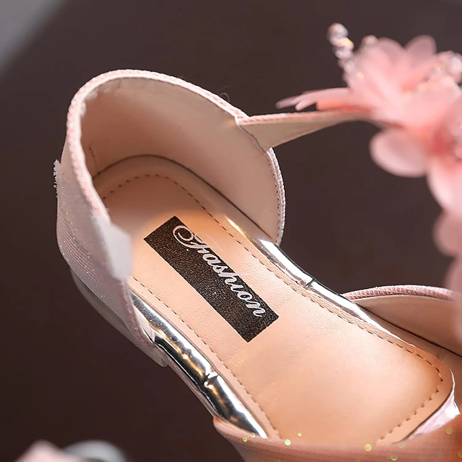 Little Girl Sock Slippers Girls Rhinestone Flower Shoes Low Heel Flower Wedding Party Dress Pump Rubber Kids