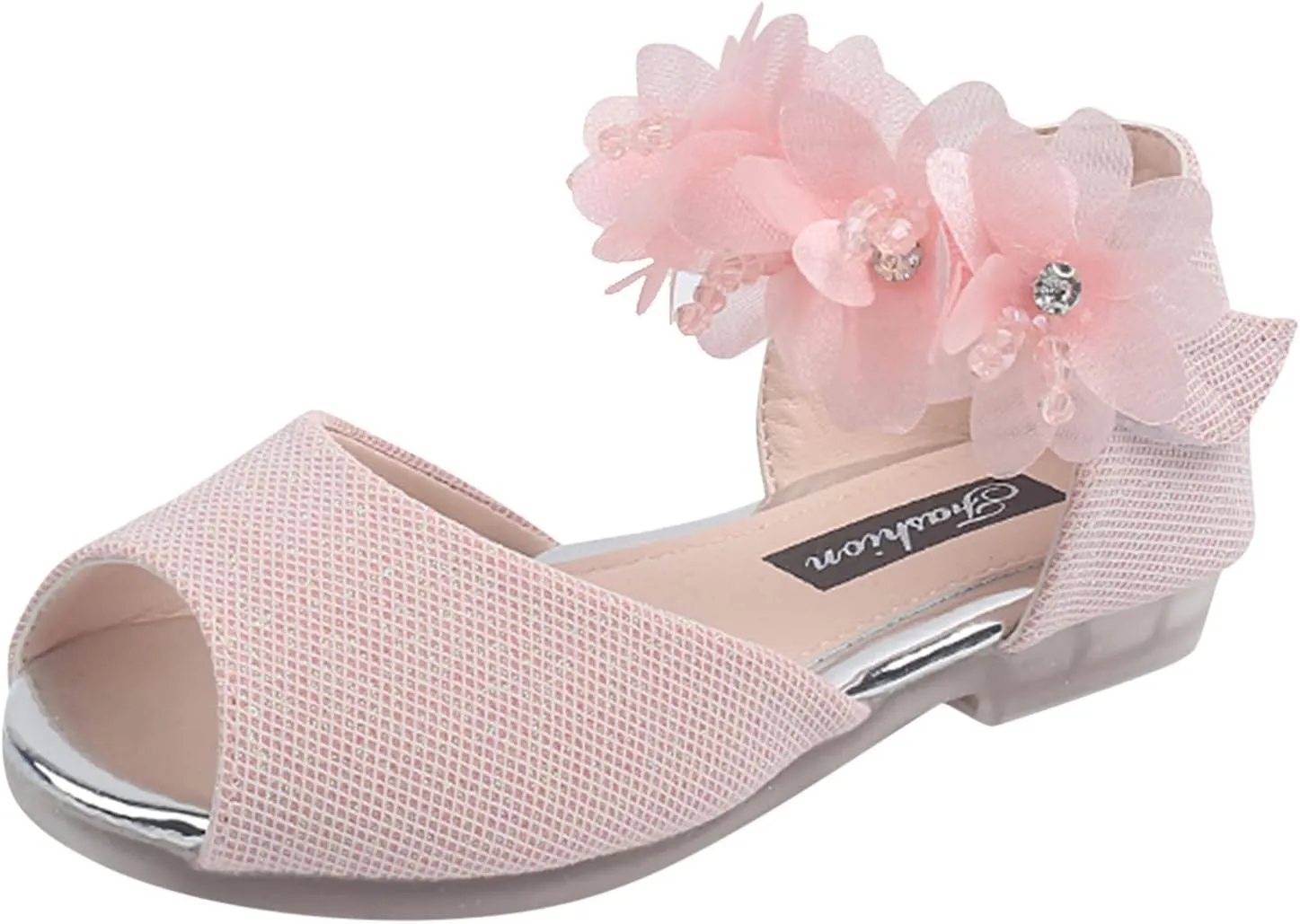 Little Girl Sock Slippers Girls Rhinestone Flower Shoes Low Heel Flower Wedding Party Dress Pump Rubber Kids