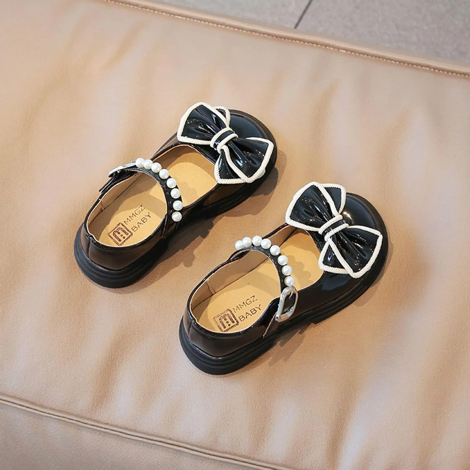 Little Girls Boots Size 3 Fashion Autumn Girls Casual Shoes Thick Sole Round Toe Bow Pearl Girls Boots 11
