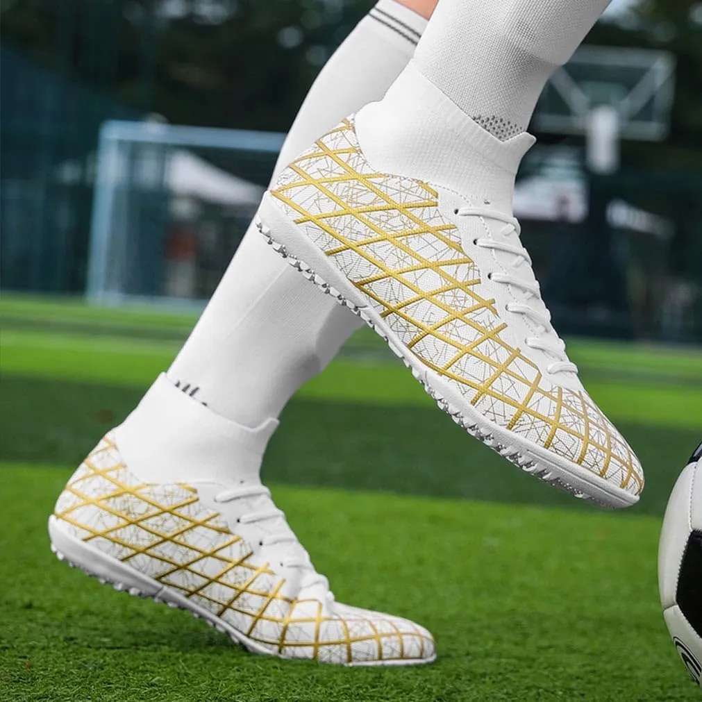 MEBAMY Unisex High top Soccer Boots Cleats Outdoor Athletic Sneaker Turf Football Shoes Spikes Indoor Youth AG Soccer Shoes