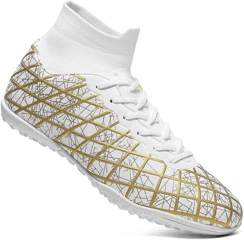 MEBAMY Unisex High top Soccer Boots Cleats Outdoor Athletic Sneaker Turf Football Shoes Spikes Indoor Youth AG Soccer Shoes