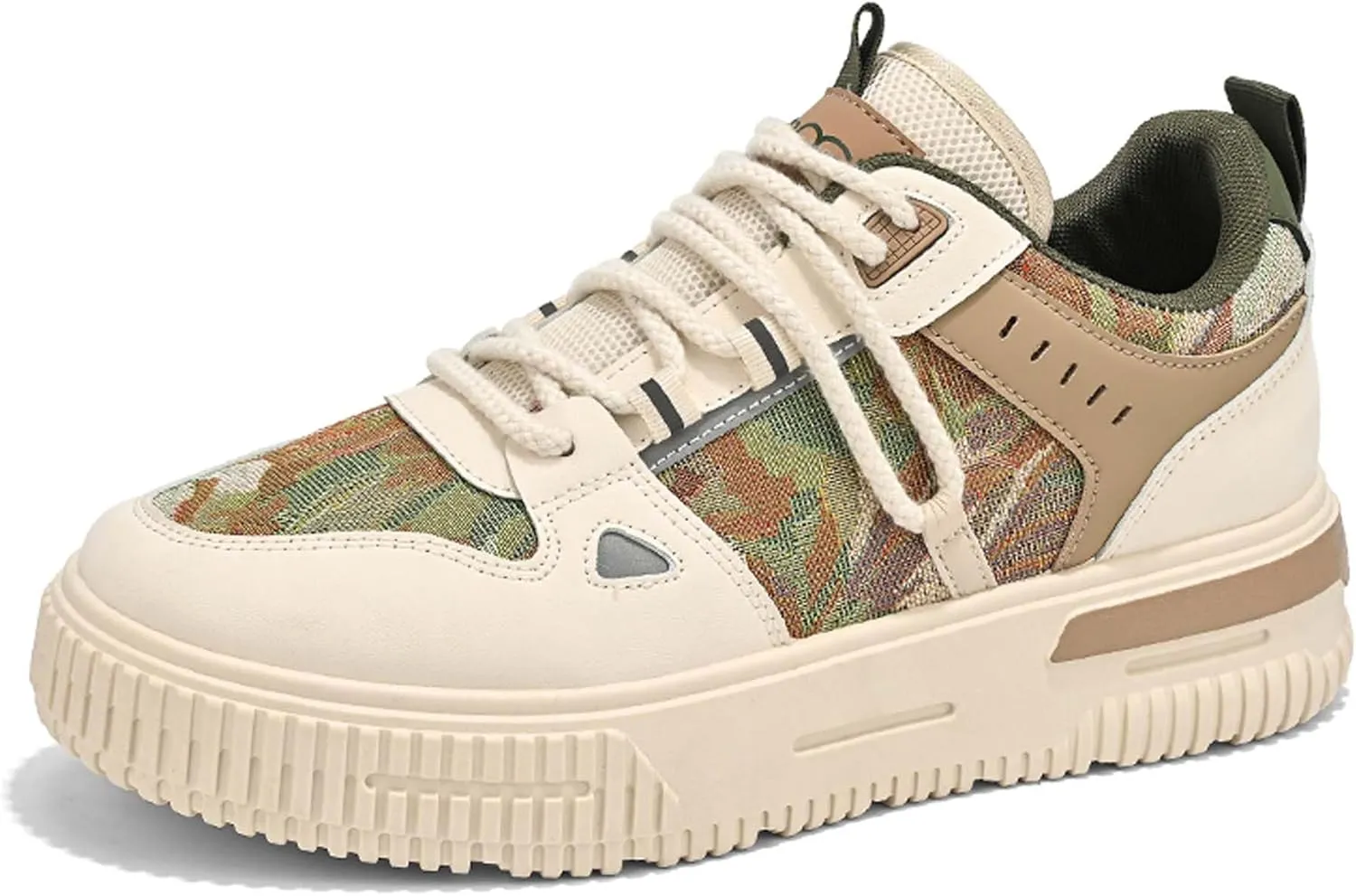 Mens and Womens Anti Slip and Wear Resistant Rubber Soles Skateboard Shoes Tie Up Low Top Casual Sneakers Breathable Thick Soled Walking Shoes Patterned Short Distance Running Shoes