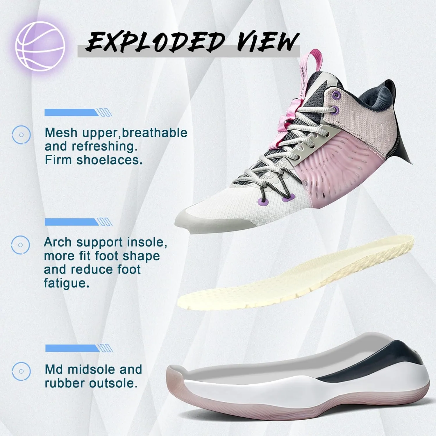 Men's Basketball Shoes Breathable Anti Slip Fashionable Graffiti Training Shoes Outdoor Shoes